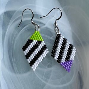 Beetlejuice Inspired Beaded Drop Earrings